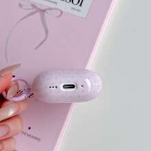 Funda de Auriculares con Diseño Minimalista de Lunares Rosas + Juego de Anillo Colgante Compatible con Apple Pro 2/ Pro/ 4/ 3/ 2 - Púrpura polvoriento - Ver 3