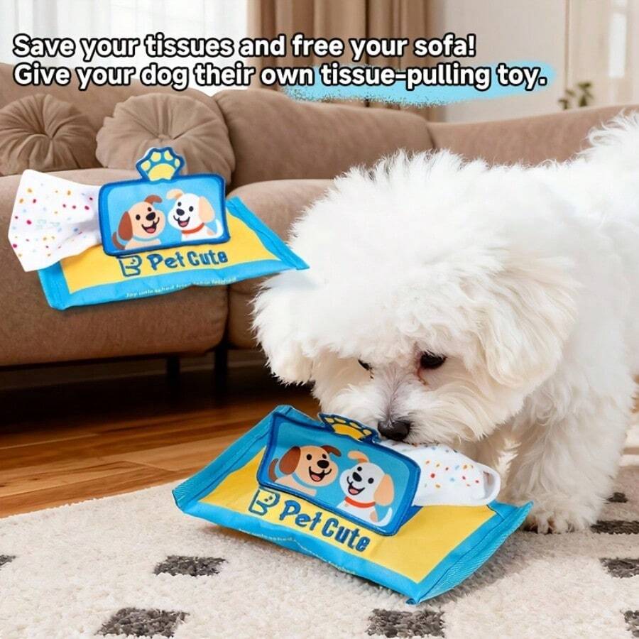 Pet Dog Tissue Toy, Self-Entertainment Teething Relief, Fun Educational Squeaky Toy For Small And Medium Dogs
