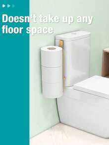 Polished Toilet Paper Holder With Storage - Wall Mounted Tissue Dispenser With Towel Bar - Holds 3 Rolls - Self Adhesive & No Drill - RV & Bathroom Accessory (Matte Black & Brushed Gold) - Multicolor - View 5