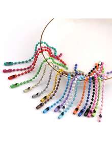 Hot Selling 120Pcs 10cm Color Painted Iron Ball Chain Round Disc Tag Chain DIY Kuka Pendant Bag Keychain Accessories - 10cm Round Bead Iron Chain - View 4