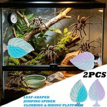 2PCS Jumping Spider Gradient Leaf Shaped Habitat, Hanging Installation Decor Set Pet Spider Hideout, Jumping Spider Fence Ornament, Reptile Hideout, Small Reptile Hiding Spot, Perfect Habitat Decoration For Insects, Used For Daily Resting, Hiding, Climbing, Exploring And Playing, Suitable For Aquarium Or Terrarium Decoration - View 1