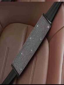2er/Set Autositzgurt Schulterpolster Set, glänzende Strass Leder Sitzgurt Abdeckung, geeignet für alle Automodelle, Autozubehör - A - Übersicht 4