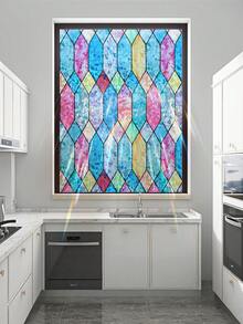 1 Roll Laser Colorful Diamond Window Film 44.5cm(17.5in) Wide, Effect Under Sunlight, Static Cling No Glue Privacy Glass Sticker, UV Protection Anti-Glare, Trimmable And Easy To Remove, Free Installation Tools, Suitable For Home/Office/School/Cabinet Doors/Sliding Doors - Moluoge Crescent - View 3