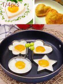 1/4Pcs Stainless Steel Egg Ring Molds, Creative Shaper For Fried Egg & Pancake, Multi-Use DIY Cooking Baking Tool, Ideal Gift For New Year, Mother's Day & Graduation Season - Multicolor - View 3