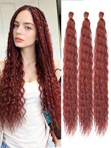 Set de 3 extensiones de cabello sintético trenzado con ondas profundas de 22 pulgadas, cabello trenzado con ondas oceánicas - Multicolor - Ver 31