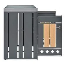 Bin Storage Unit, Lockable, Two Doors, Planting Area, Door Panel With Vertical Wood Grain, Diamond-Shaped Hollow Base - 灰色 - 查看 10