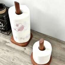 1pc Solid Walnut Wood Hole-Free Kitchen Paper Towel Holder - Vertical Paper Towel Roll Rack, Countertop Home Paper Towel Storage Rack, Suitable For Kitchen And Bathroom, Home Storage Box And Storage Rack, Home Accessories, Water Tank Hanging Design, Independent Floating Bathroom Dining Table Storage Rack, Can Support Multiple Paper Towel Rolls - Multicolor - View 7