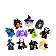 10 piezas de accesorios de resina de monstruos y fantasmas de Halloween mezcla aleatoria para decoración de Halloween, funda de teléfono, clip para el cabello, liga para el cabello, botella de agua, decoración del hogar, decoración del automóvil, decoración creativa, decoración del refrigerador, accesorio para el cabello, decoración de llavero, aretes del 4 de julio, pulsera de cuentas, collar de concha, pin de esmalte - mezcla aleatoria - Víspera de Todos los Santos - Ver 4
