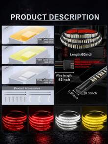 XF.Meraki 60 Inch 3-In-1 Tailgate Light Strip, Compatible With Pickup Trucks, Trailers, SUVs, RVs, Full Function Red Brake Light, White Reverse Light, Amber Turn Signal And Hazard Warning Light, No Drilling Installation (60 Inch) - LED Tailgate Light Strip - View 8