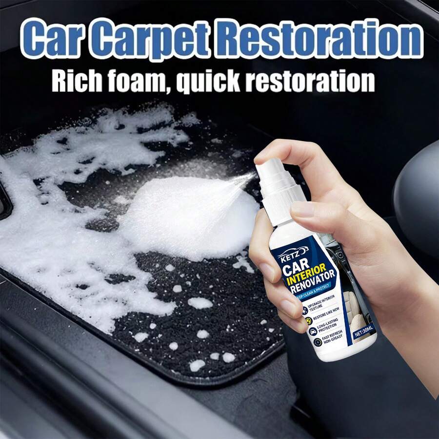 Multi-Functional Car Interior Refurbishing Agent, Removes Stains Without Damaging Materials, No Rinsing Required, No Residue. Suitable For Car Doors, Seats, Ceiling, Carpets And Other Areas - 30ml - View 1