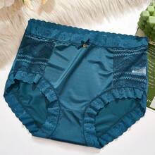 6Pcs Women's Mid-High Waist Satin Panties, Sexy Lace Trim & Bow Detail, Silky Smooth, High Elastic Comfort Briefs, Sweet Lingerie Underwear - 彩色 - 查看 6