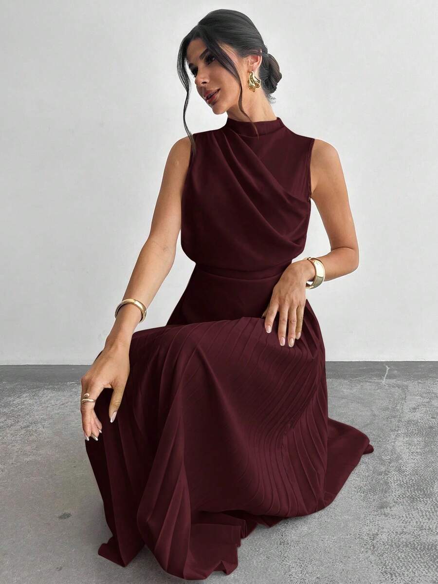 Elegant Women's A-Line Sleeveless Ruffled Dress/Umbrella Dress/Back To School Outfit/School Uniform/Party/Vintage Money Style - 鵝黃色 - 查看 1