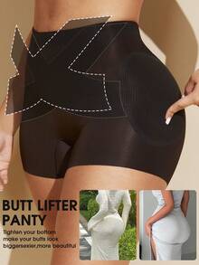 Women's Butt Shaping Shorts With Removable Padding, Enhance Curves And Offer A Better Lifting Effect - Black - View 1