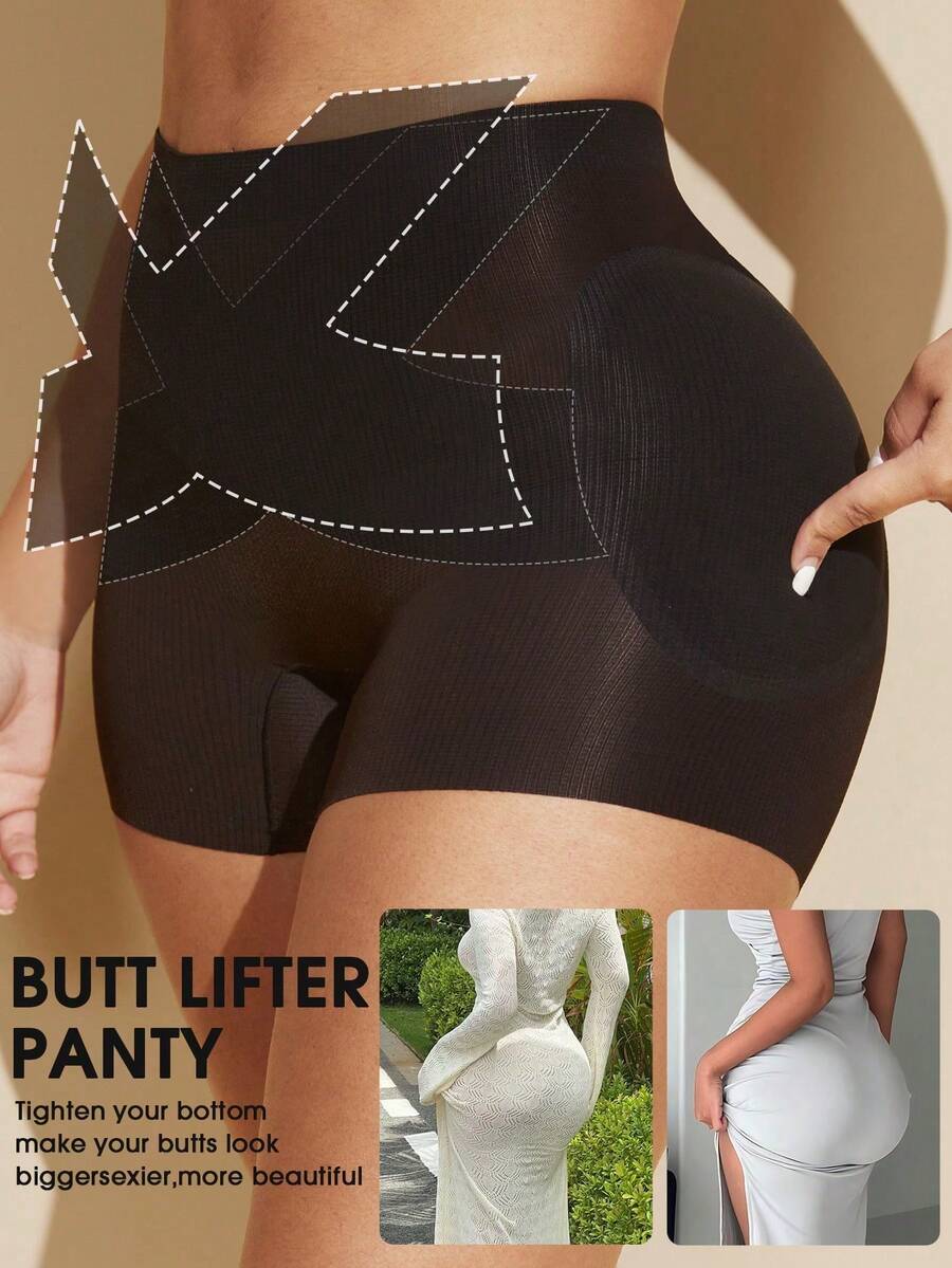 Women's Butt Shaping Shorts With Removable Padding, Enhance Curves And Offer A Better Lifting Effect - Black - View 1