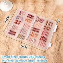 Large Capacity Transparent Nail Storage Box With 1 Roll Of Tape - Dust-Proof Portable Design, Can Store Press-On Nails And Nail Accessories, Also Can Be Used As Jewelry Box, Storage Bag, Makeup Brush Holder, Perfume Compartment Storage Box, Handheld Storage Bag, Home Accessories, Gifts For Women, School Supplies, University Essentials, Birthday Gift, Makeup Organizer, Jewelry Box, Nail Supplies, Nail Kit, Nail Stuff,Nail Tools, Nail Rhinestones, Nail Products - Multicolor - View 4