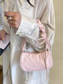 2026 Niche Design New Star Pleated Underarm Bag Women's Bag Niche Design Sense Shoulder Handbag Fashion Versatile Commuter Bag - Pink - View 6