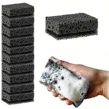 3/10/25 Pack Black Household Cleaning Sponge - Durable Natural Seaweed Scrubbing Sponge Suitable For Kitchen, Bathroom And More - Excellent For Removing Stains And Grease, Suitable For Dishware And Surface Cleaning - C - View 2