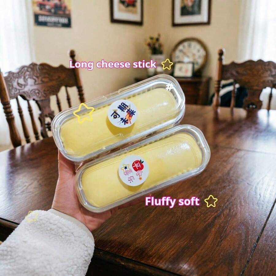 1pc Boxed Cheese Stick, PU Material, Slow Rebound Finger Squeeze, Realistic Food Toy, Home Decor, Desk Decor, Party Decor, Prank Toy, Stress Relief Squeeze Toy For Teens And Adults, Perfect Birthday Gift, Holiday Gift, Party Gift, Gift 1 - Multicolor - View 1