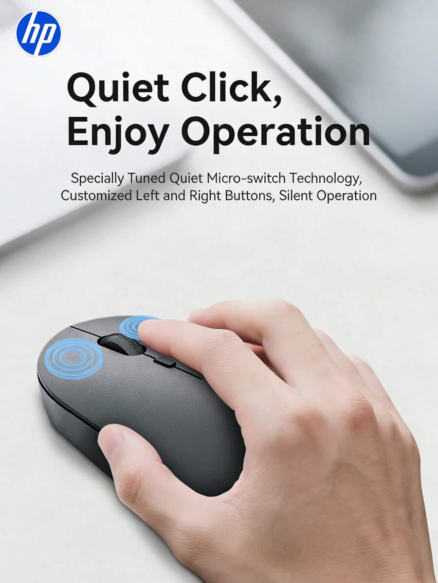 HP---Wireless Silent Mouse, Computer Gaming Mouse, Ergonomic Right-Hand Design, 2.4GHz Stable Connection-Suitable For Desktop And Laptop Computers, Compact And Portable.