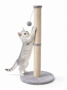 Tiang Penggaruk Kucing Sisal Setinggi 25 Inci dengan Bola Plush Gantung, Penggaruk Kucing Vertikal Tahan Lama, Tiang Perawatan Cakar Alami dan Mainan Kucing untuk Kucing Dalam Ruangan, Cocok untuk Anak Kucing, Kucing Kecil dan Sedang - Satu-Ukuran - View 1