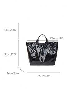 Modern New PVC Waterproof Women's Portable Tote Bag, Fashionable & Exquisite Versatile, Portable Commute/Vacation Bag - Black - View 5