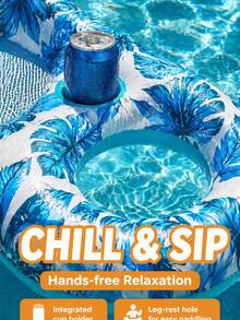 Inflatable Pool Floats Lounger Adult For Swimming Pool, Pool Float Lounge Raft Floaties Water Floating Recliner Chair With Cup Holders Foot Rest Swimming Floaty Hammock For Beach Swim Party (Random Color/Style) - Multicolor - View 4