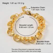 1pc Hip Hop 18K Gold-Plated Carved Rough Round Copper Bracelet, Suitable For Men And Women Daily Party Gift Giving Wear, Fashionable Punk Jewelry - Gold - View 6