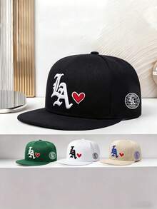 1 buah Topi Baseball Hip Hop Unisex dengan Bordir Huruf "LA", Dapat Diatur Ukurannya, Cocok untuk Olahraga Luar Ruangan, Mendaki, dan Pemakaian Sehari-hari Kasual - LA Earth Heart Flat Eaves - View 2
