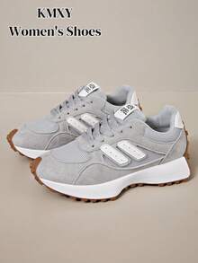Zapatillas de mujer cómodas con cordones - Zapatos casuales ligeros y multifuncionales, suela de goma antideslizante, adecuados para todas las estaciones - Gris - Ver 6