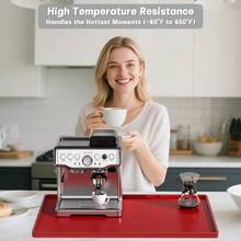 Silicone Coffee 12" X 19" Waterproof Raised Coffee Bar Mats Espresso Station Accessories, Heat Resistant Dish Drying Pad Kitchen Counter, Rubber Bar Decor Pad, Red - 紅色 - 查看 2