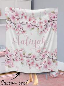 1pc Customized Floral Blanket, Personalized Name Blanket, Personalized Blanket With Flower Pattern, Birthday Gift, Housewarming Gift. Decorative, Cute, Colorful, Unique And Adorable Customized Home Decor, Ideal Gift For Him/Her, Family, Friends, Pet Lovers, Suitable For Anniversary, Birthday - Multicolor - View 10
