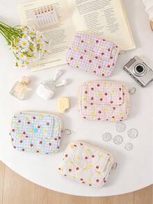 Dompet Koin Motif Kelinci Lucu, Dompet Koin Motif Stroberi, Tas Organizer Pembalut Wanita Portabel, Kantong Penyimpanan Mini, Tas Kosmetik Wanita, Kantong Lipstik - MultiWarna - View 2