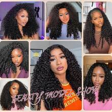 bling hair Burmese Curly 3 IN 1 Half Wigs Human Hair Wig Glueless Wig Ready To Wear Half Wig Drawstring Clip Burmese Curly Half Wig 24 Inch 250 Density - Natural Black - View 12