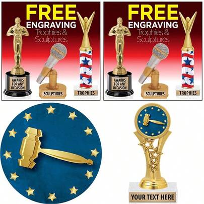 Gavel Trophies, 5 1/2" Starbeam Gavel Trophy, Engraving Included