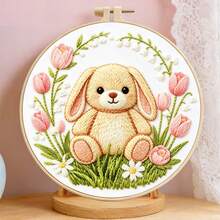 2款超可愛柔軟動物花環手工刺繡套件，垂耳兔/小羊DIY材料包，適合初學者居家裝飾 - 多色 - 查看 5