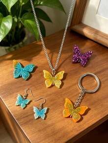 1pc Resin Earring Mold, Butterfly Jewelry Resin Mold Crystal Glue Keychain Necklace Pendant Mold Silicone Earring Mold DIY Art Craft Jewelry Making Supplies Holiday Gift - Multicolor - View 4