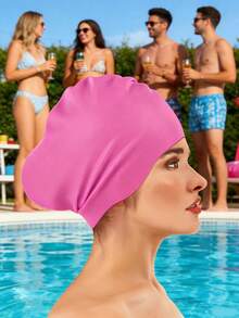 Unisex Extra Large Silicone Swim Cap, Ponytail Friendly Design, Waterproof And Keeps Hair Dry, Suitable For Long Hair, Thick Curly Hair, Braids And Dreadlocks - Multicolor - View 5