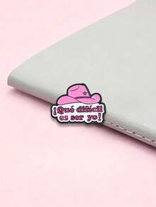 Pin de esmalte con sombrero de vaquero rosa y cita en español, estilo western, broche para solapa, decoración para ropa y mochila, regalo para chica latina - Rosa Fucsia - Ver 7