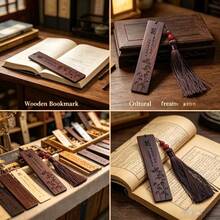 女性可愛書籤，精緻花卉紅木書籤，女性書籤禮物 - 紅木色 - 查看 1
