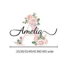 Stiker Dinding Nama Anak Perempuan yang Dipersonalisasi, Stiker Dinding Bunga Mawar Merah Muda, Dapat Dilepas, Perekat Mandiri, Dekorasi Dinding Estetis, Stiker Kamar Tidur, Hanya Stiker Boho - MultiWarna - View 4