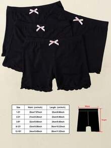 4pcs Girls Pure Black Butterfly Modal Safety Shorts, Breathable Casual, Suitable For Layering Under Skirts And Daily Play, All Season Wear, Back To School Essential - Multicolor - View 10