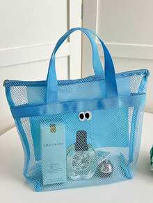 Cartoon Big Eye Mesh Toiletry Bag, Travel Beach Bag, Portable Large Capacity Clothing & Toy Storage Bag, Suitable For Outdoor Activities And Holidays - Multicolor - View 4
