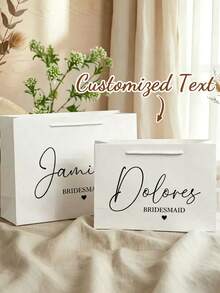 Personalized Name Gift Bags, Customized Wedding Gift Bags, Personalized Reusable Paper Wedding Favor Bags; Multi-Functional, Durable, Fashionable And Reusable. - Multicolor - View 1