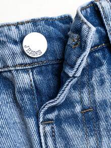 Saia Denim Lavagem Clara Simples para Menina Jovem, Saia Mini Denim Sem Forro, Moda Minimalista Clássica com Cintura Meio Elástica e Cordão Ajustável, Adequada para Todas as Estações - Lavagem clara - Visão 5