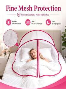 1pc Portable Folding Bedside Mosquito Net, Suitable For Travel And Home Use-No Installation Required, With Frame Bedside Canopy, Hand Washable Double/Multi-Layer Mesh, Outdoor Universal - Multicolor - View 4