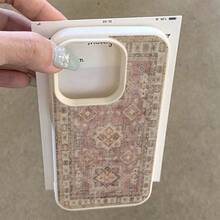 1 buah Casing Ponsel Bahan TPU Motif Karpet Persia Merah Muda Retro Kompatibel dengan Apple 17promax/17/16promax/15/13/12/11/ S20fe/A15/S24/A55/ Note11/Note12/Note13pro Pelindung Full Cover Tahan Guncangan Soft Shell - Putih - View 3