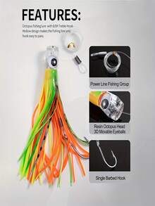 GOTURE 1pc 107g/3.77oz Octopus Soft Bait Lure With Skirt Tail, Trolling Fishing Lure, Multiple Colors Available, Suitable For Freshwater And Saltwater - Multicolor - View 2