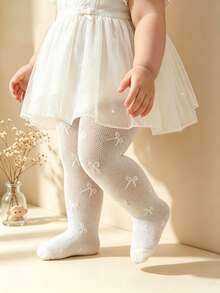 1pc Girls/Toddlers/Kids Beige Princess Style Hollow Mesh Stockings, Adorned With Cute Heart Pattern On Side, Lightweight Breathable Versatile Leggings, Comfortable & Durable, Suitable For /Dance Performance/Holiday Gift/Vacation - Beige - View 7