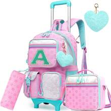 Backpack With Wheels For Girls Rolling Letter Backpack Cute Carry On Backpack Kids Luggage With Crossbody Bag And Pencil Case For Elementary Student - Children's Rolling Bags - View 12