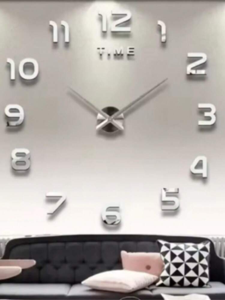 Silent Digital Wall Clock - Silent No Ticking, Self-Adhesive, Easter Room Decor Clock, Acrylic Mirror Design, Living Room And Study Decor Modern Minimalist Round Clock Party Small Gift, Battery Operated (Battery Not Included) - 1PC - View 11